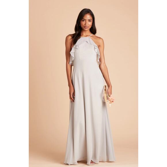 Birdy Grey Jules Dress Dove Gray Chiffon Maxi Formal Bridesmaid Medium NWT - Picture 3 of 16